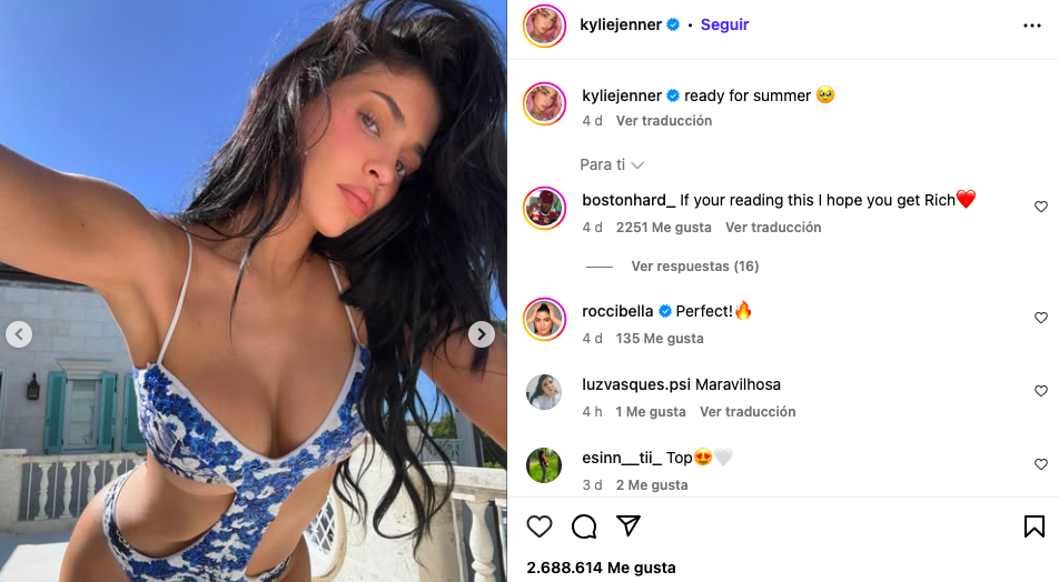 Kylie Jenner arrasa en Instagram con su pose de inicio de verano